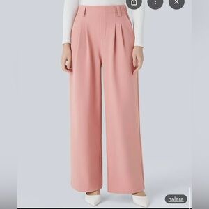 Halara pink high waisted, elastic band wide leg trousers
